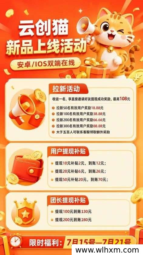 云创猫零撸广告平台上线,团队收益模式解析
