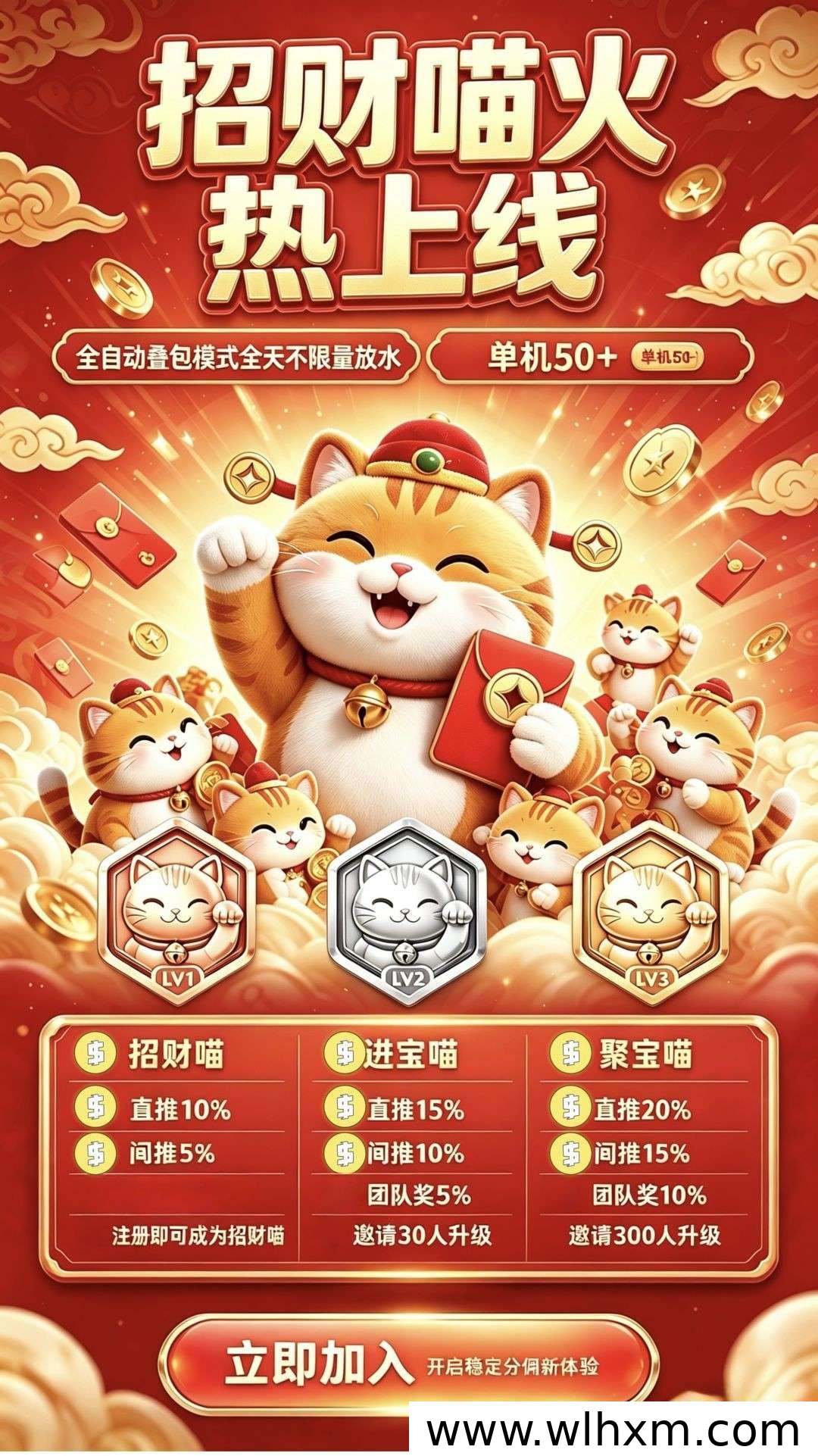 招财喵新版本上线:叠包模式零门槛体验,轻松积累日常收益