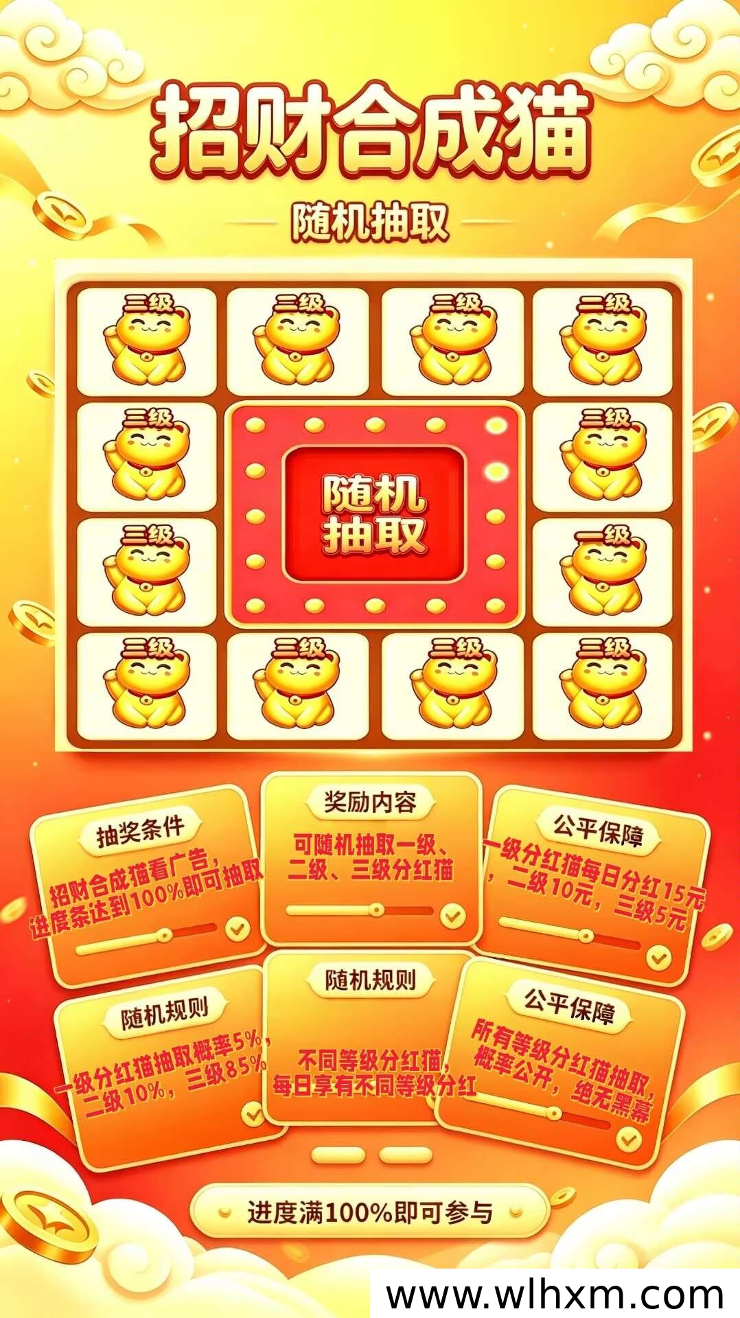 招财合成猫零撸模式解析:广告与任务双板块玩法说明