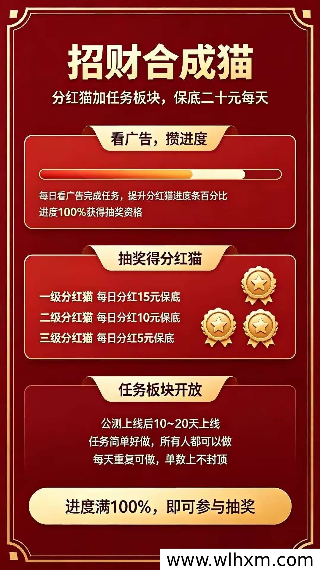 招财合成猫零撸模式解析:广告与任务双板块玩法说明