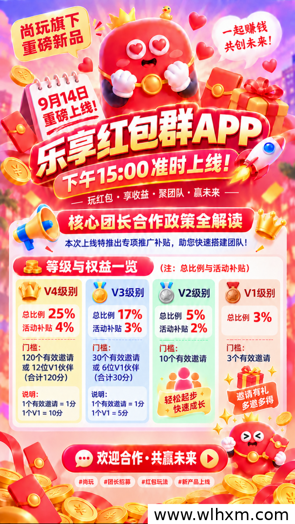 尚玩推出乐享红包群APP 推广补贴最高可达60%