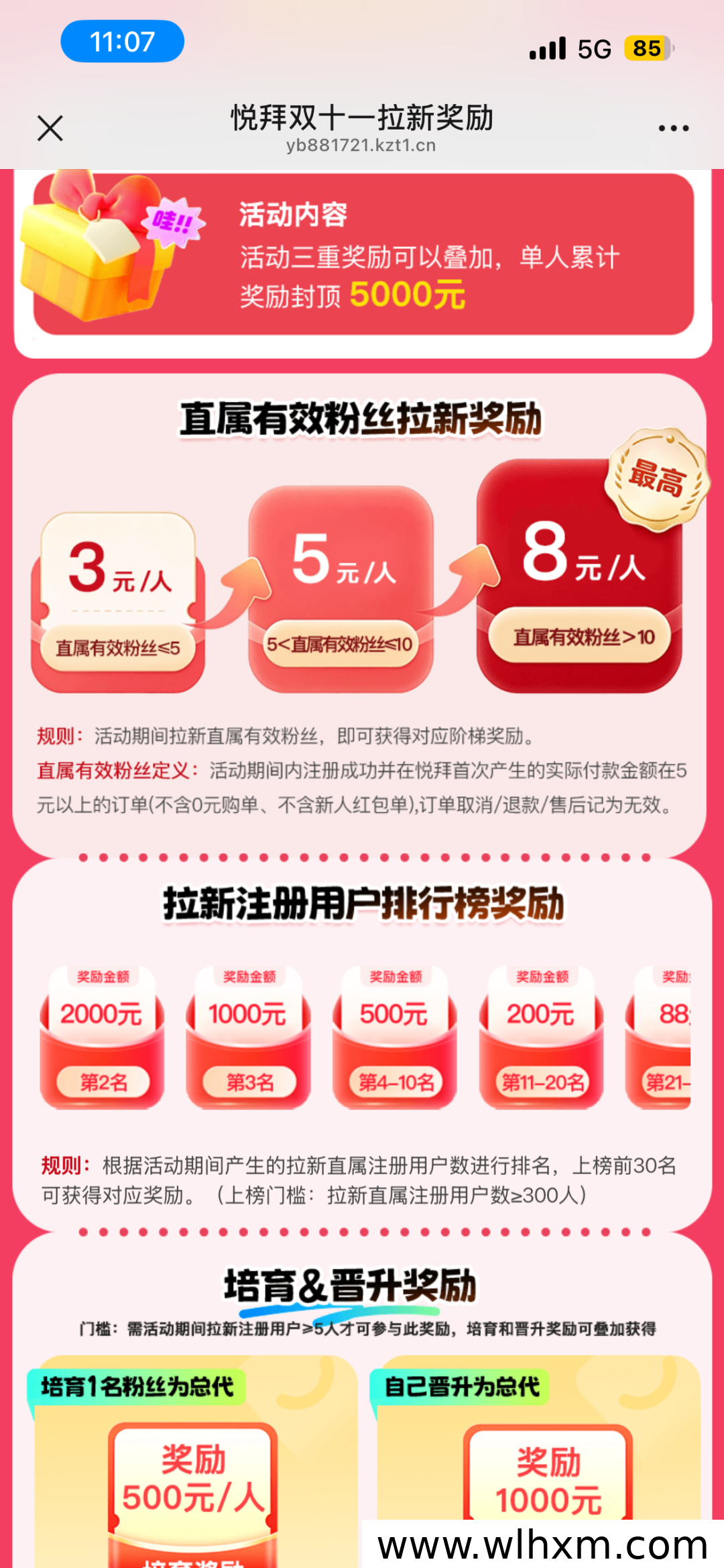 悦拜双十一拉新奖励全解析:三重福利叠加最高可得5000元
