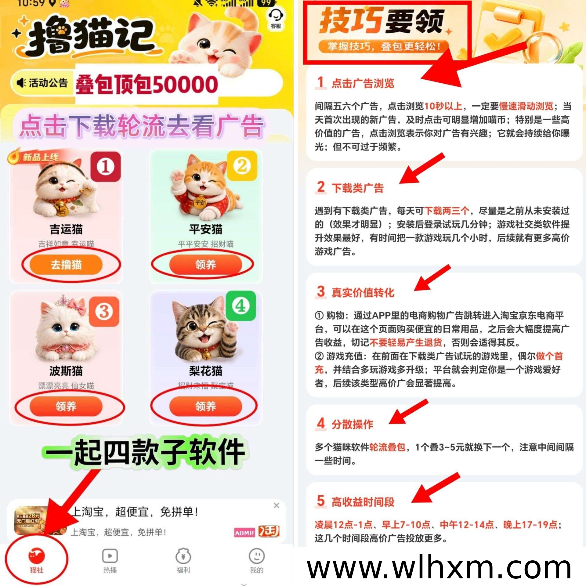 撸猫记新品上线:零撸广告收益与多包体玩法解析