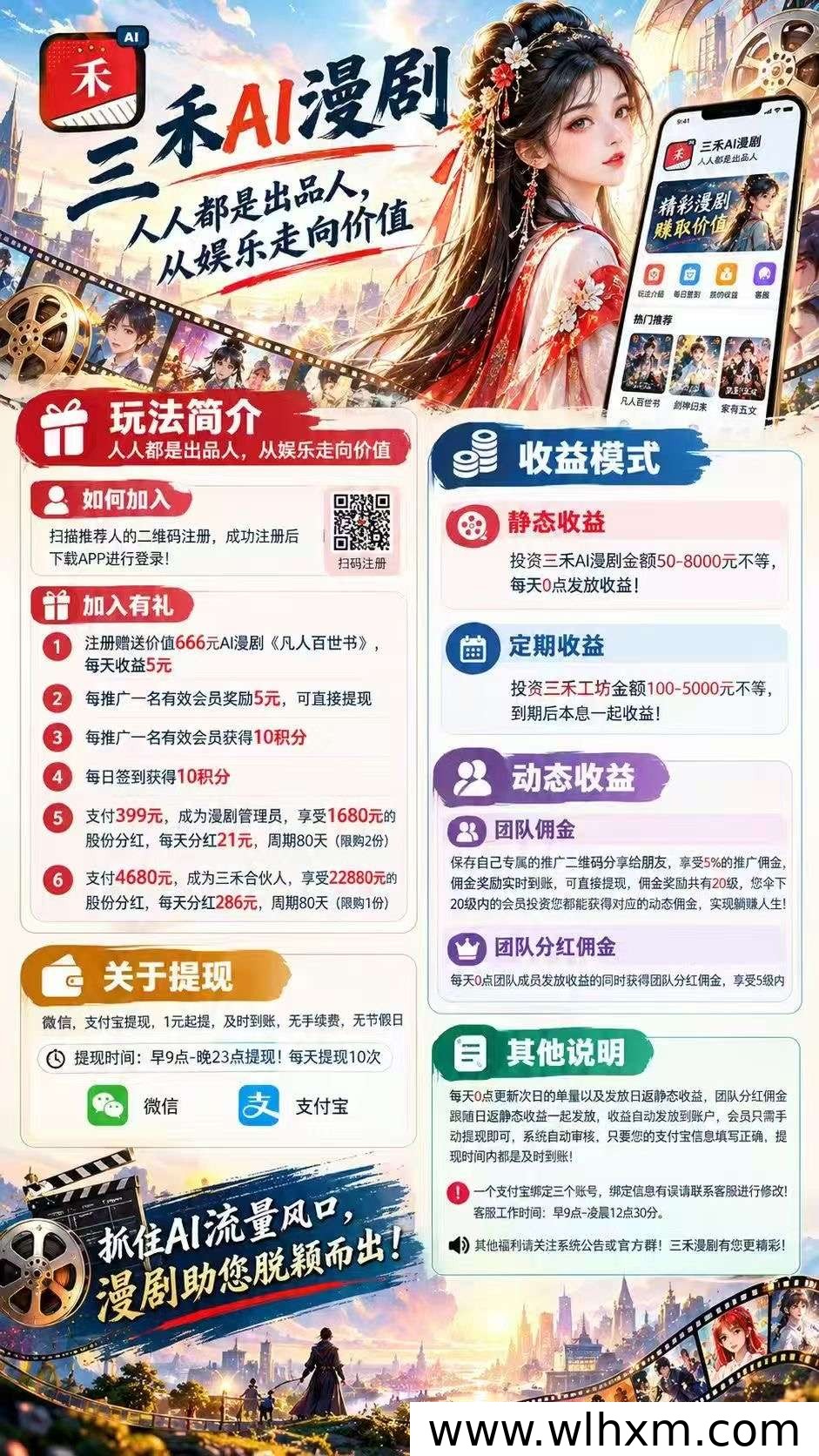 三禾漫剧注册收益模式解析:自动收益与推广分红的运作方式