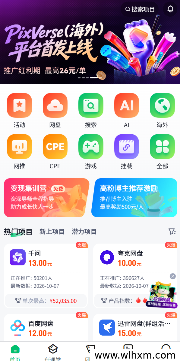 任推邦新手项目选择指南:网盘拉新与海外推广怎么选