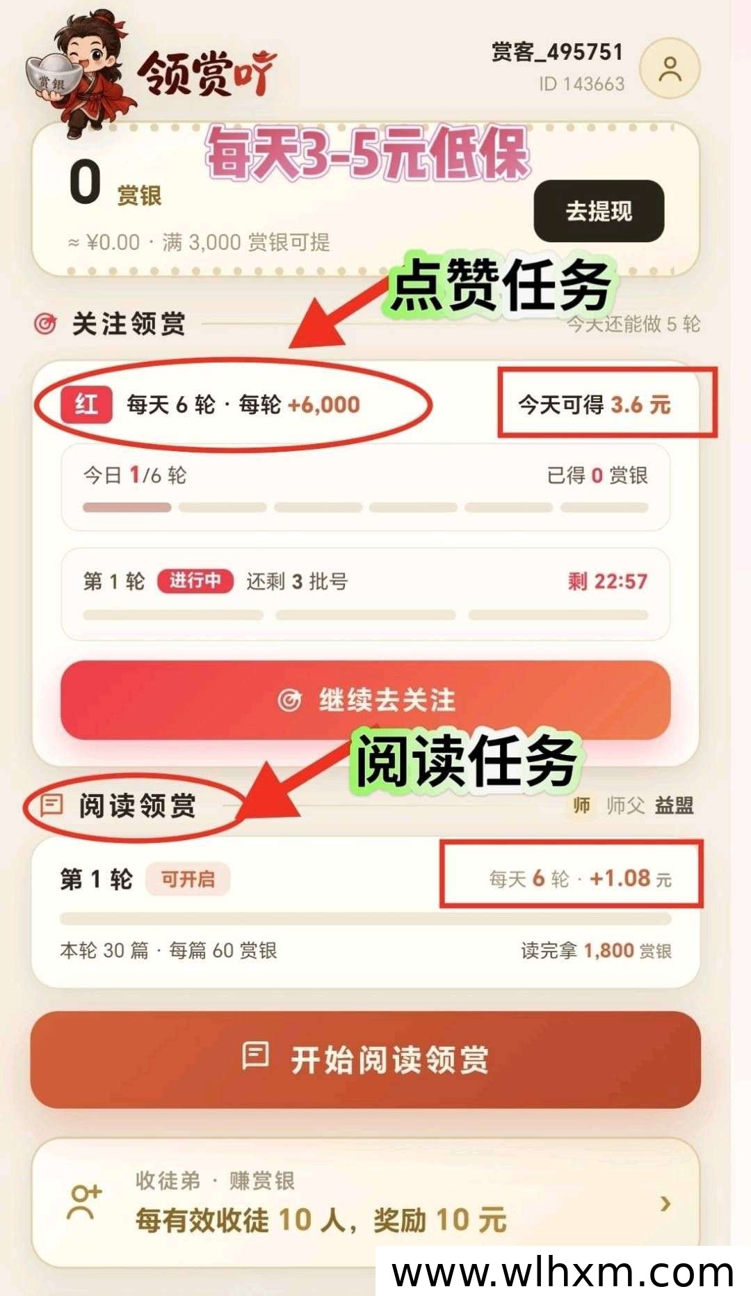 零成本关注任务实测:小红书账号每天可赚5元左右
